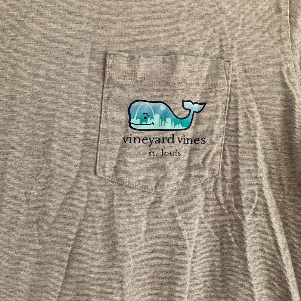 Vineyard Vines Shirt Top Size Small Whale St Louis Cotton Gray Long Sleeve Shirt - Picture 2 of 4